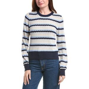 &Isla Womens  Alaina Pointelle Stripe Top, Navy